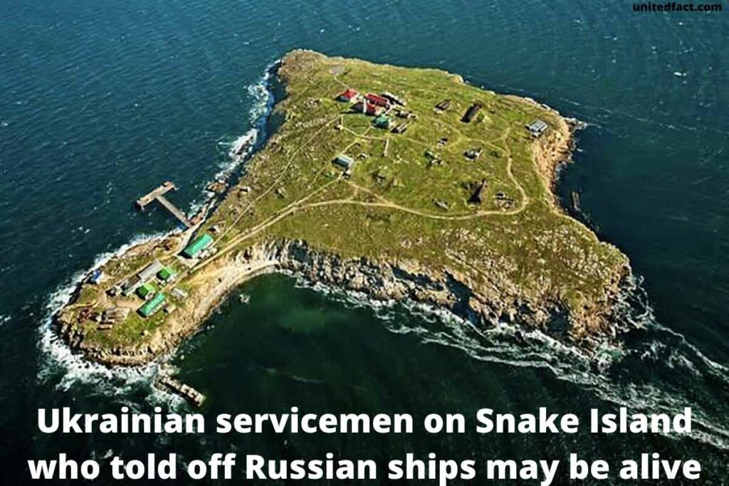 Ukrainian servicemen on Snake Island